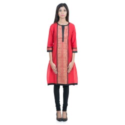 Awesome Red Cotton A-line Kurti