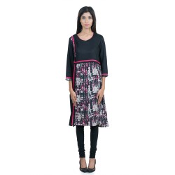 Awesome Black Cotton A-line Kurti