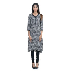 Awesome Black Polyester A-line Kurti